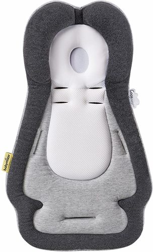 Babymoov - Cosymorpho Cushion - Grey - The Cosymorpho adapts to baby's body shape, providing them with perfect support on their back, thanks to its fitted head support and ergonomic edges. Its soft, aerated materials ensure perfect ventilation of the head, neck and back. The Cosymorpho's universal design fits all types of loungers, bouncers, car seats and carrycots (2, 3 or 5-point harness).