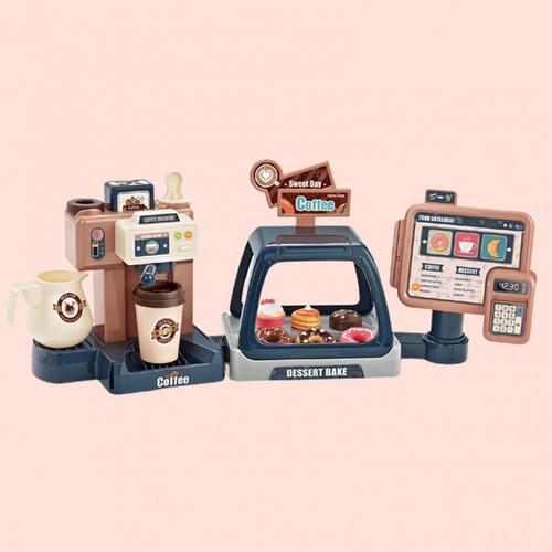 Home coffee machine - Specifications:
Indisputably that parents can accompany their children to play together to enhance parent-child relationship. Because it can cultivate children's cognitive abilities and hobbies, it is multifunctional.
With the adoption of vivid color and cute appearance, it will easily attract children's attention. Kids can learn about daily shopping, and this product is accompanied by beautiful music and lighting.
High-quality plastic material is strong and durable.
It has manual water outlet and abundant accessories, which can meet kids' different needs.
Play with friends by using this product can exercise your baby’s social skills. 
 Battery: 3 x AA Batteries (Not Included) for Coffee Host Machine, 2 x AA Batteries (Not Included) for Coffee Display Machine