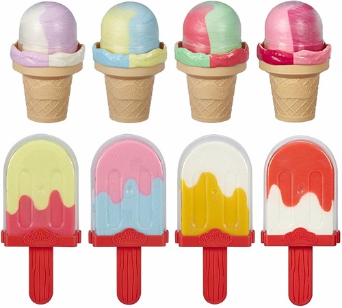 Play-Doh Ice Pops 'n Ice Cream Cones - Description:
Make an icy treat with Play-Doh! The Play-Doh Ice Pop n Cones bring you a whole feast of cool creations.  Each cone or pop includes 3 ounces of Play-Doh modeling compound.  Colors may vary from those pictures. Each sold separately