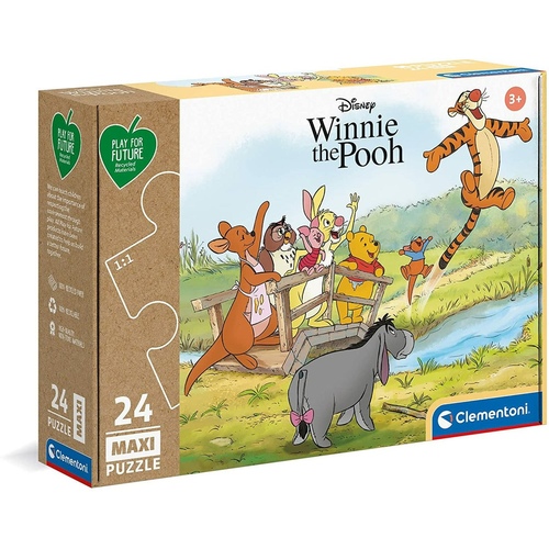 Clementoni Disney Winnie The Pooh Puzzle Maxi - 24-piece MAXI Puzzle, with dimensions 68 x 48 cm. A puzzle made of 100% recycled and recyclable materials. PLAY FOR FUTURE puzzles are created with the specific aim of using games to transmit to children the importance of sustainability and environmental friendliness. Artists' illustrations with characters and themes specifically designed to appeal to children and capture their attention. Puzzles to stimulate your child's dexterity and imagination. Made in Italy.