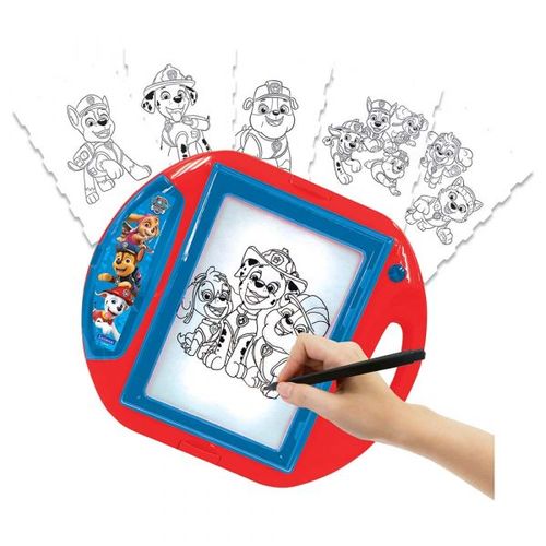 Lexibook - Paw Patrol Drawing Projector - Easy-to-use: the child only has to insert one template under the plastic cover, put a piece of paper on it, close the lid and draw.
 Lexibook paw patrol drawing projector, 4 tampons, 10 templates, lighting screen, 1 pen included
 The projector opens up to store all the accessories and carry it everywhere.