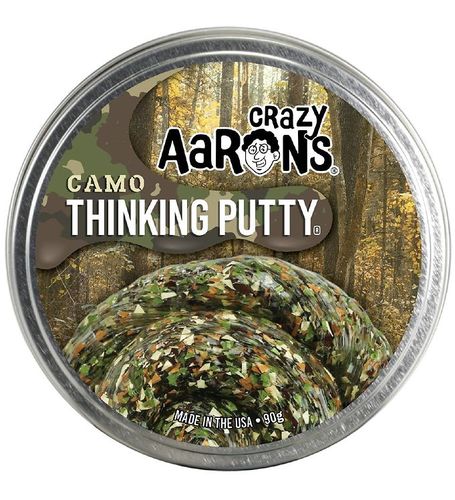 Crazy Aarons- Woodland Camo Putty Slime - Made in the USA from nontoxic silicone and never dries out
 Stretch it, bounce it, pop it, tear it, and sculpt it! Fun fidget toy for ages 3+ Thinking Putty is manufactured with the help of exceptional individuals challenged with disabilities