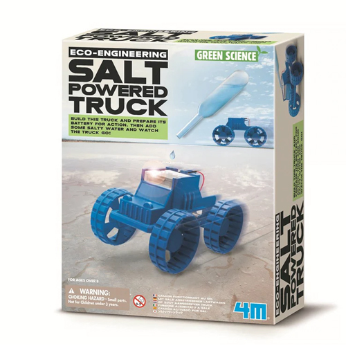 4M ECO ENGINEERING SALT POWERED TRUCK - Build this truck and prepare its battery for action. Then add some
 salty water to power up the battery and watch the truck go! A great 
green science project and Eco-Engineering kit. Includes truck parts, 
salt-powered battery and instructions. Recommended for age 8 years and 
up.