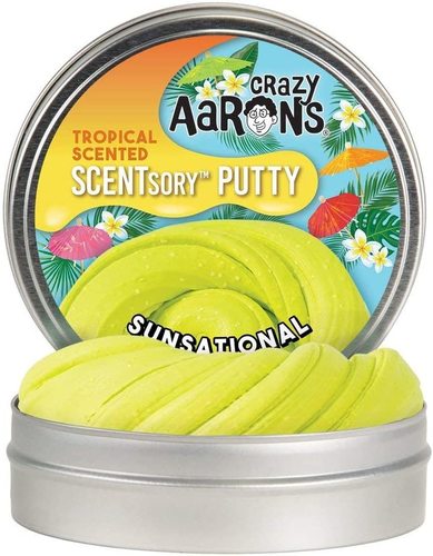 CRAZY AARON'S SCENTSORY SUNSATIONAL 2.75 THINKING PUTTY - NUTTY FOR PUTTY: Snap, twist, sculpt, stretch, squish and bounce 
all day long! Manipulating the putty ignites creativity while 
simultaneously helping with concentration, anxiety relief and stress. 
Thinking Putty is an ideal gift for both kids and adults! 
INDESTRUCTIBLE: Combine arts & crafts, STEM, and fidget into one 
cool science experience! The slightly gooey putty never dries out 
providing an endless ability to squeeze, pull and knead. Spark 
imagination for homeschool projects and make learning fun! SOMETHING FOR
 EVERYONE: Keep your hands busy with our sensory toy putty by using fine
 motor skills and hand muscle coordination to help alleviate stress and 
anxiety. For tactile fidgeting fun, open up a pack-n-go tin to discover a
 world of possibilities! INNOVATIVE CULTURE: Crazy Aaron’s Thinking 
Putty is made with high-quality, nontoxic ingredients free of major 
allergens. Made in the USA with help of exceptional individuals 
challenged with disabilities, Crazy Aaron’s is committed to helping all 
people!