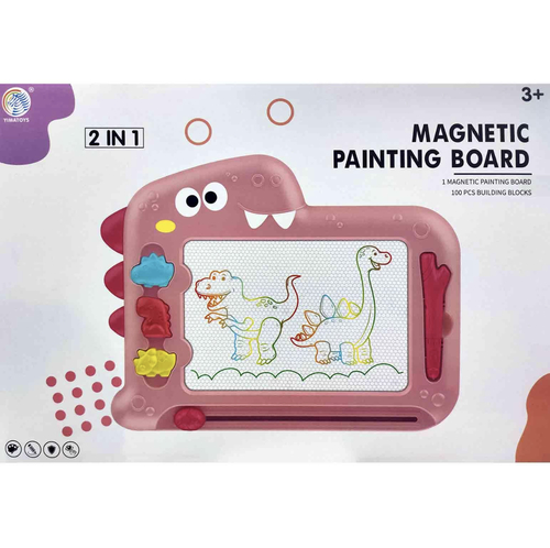 Toy Factory - Magnetic painting board - Including a number of stamps along with a magnetic pen and other accessories.
 This drawing board is a must-have to improve your kid's hand-eye coordination. 
 It features a top handle that allows ease of carrying. Recommend age +3