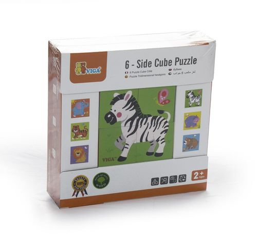 Viga 6 Side Cube Puzzle Wild (4 Pcs)