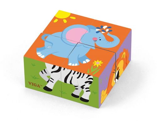 Viga 6 Side Cube Puzzle Wild (4 Pcs)
