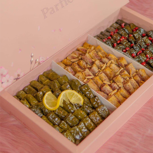 Parffe Chocolate - Citrus Box From Me - Lemon vine leaves - mani vine leaves pomegranate molasses - chicken musakhan mani