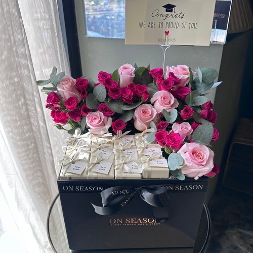 Giveaways- GD 1 - 24 pcs of mix high end Belgian chocolate with our special arrangement of fresh roses 
 If you choose - write your name -, please write the name in the comments box below