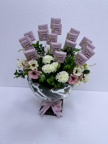 Baby Girl BSM19 - Crystal chocolate 18 pieces with flowers