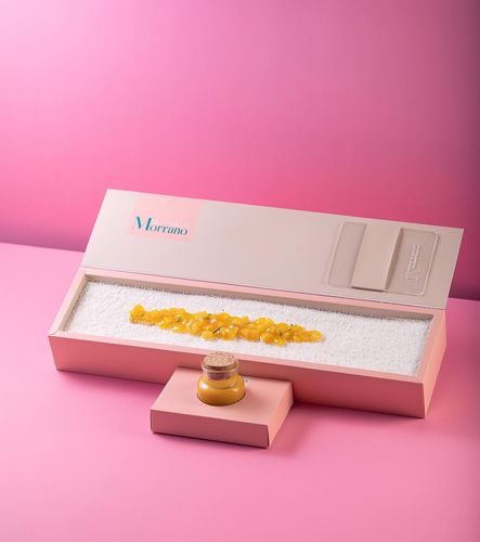 Coco Mango - Tropical fruit cake with mango and banana pieces, Alphonso mango cream, and a smooth coconut coating Weight 1 kg