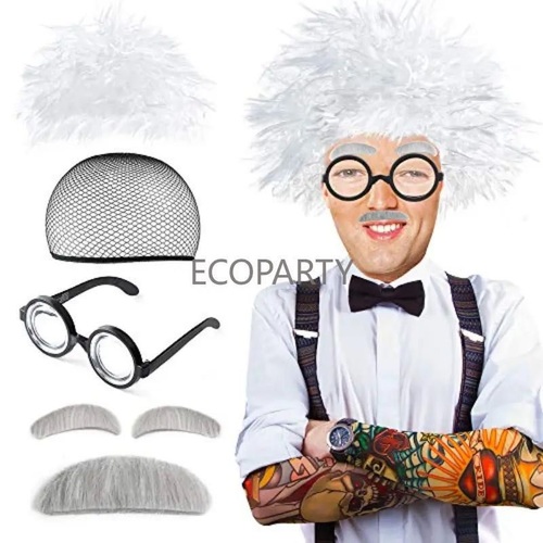 Mad Scientist Accessories - included wig eyebrows glasses mustaches