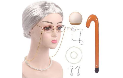 Wig With Stick + Old Accessories