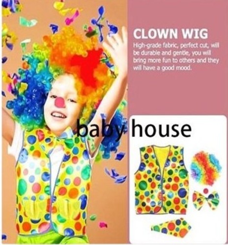 Clown Set - includes Wig Tie Vest Nose