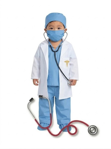 New Doctor Blue - Includes: 
Head covering Mask Stethoscope White coat

shirt Pants