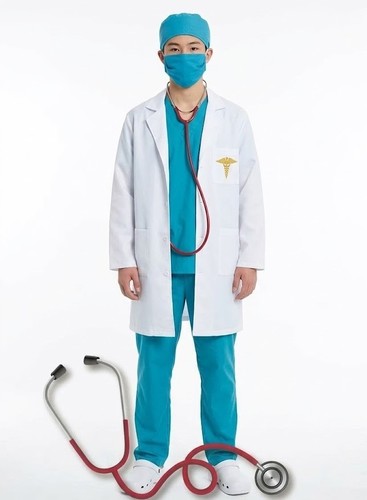 Blue Doctor - Includes: 
Head covering Mask Stethoscope White coat Shirt Pants