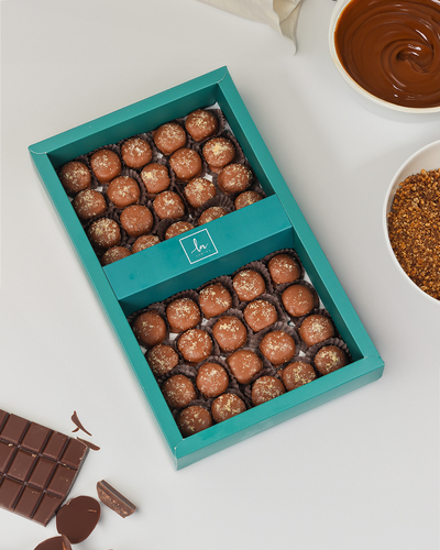 Chocolate Balls - 40 Belgian Chocolate balls filled with velvety caramel & crunchy pieces