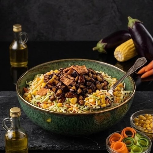 سلطه كول سلو بالذره والباذنجان