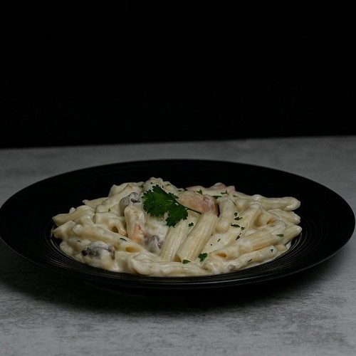 shrimp pasta - Shrimp pasta, mashroom, signature sauce Cal 401 Pro 27 Carb 41.9 Fat 13