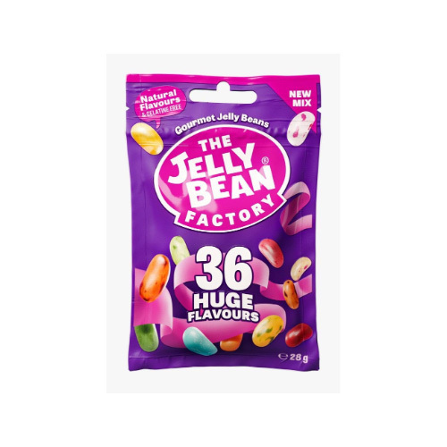 Jellybean Pouch 36 Huge Mix Flavors, 28g - Free Gelatin Free Gluten Naturally Coloured and Flavors 
  from Artificial Colors and Allergens