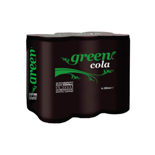 Green Cola 330 ml *6 - With sweeteners from stevia plant  100%Taste  No Calories  No Aspartame  Free sugar   Natural Caffeine 6 Cones