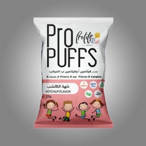 ProPuffs Kids Ketchup Flavor 25g - Nuts Free  Gluten Free  GMO Free  Vegan  A source of vitamin A and vitamin B complex