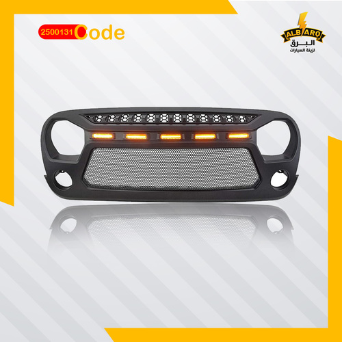 Al Barq for Car Accessories  - FRONT GRILLE FOR JEEP WRANGLER JK WITH 4 AMBER LEDS, MESH - code 2500131 - FRONT
  GRILLE FOR JEEP WRANGLER JK WITH 4 AMBER LEDS, MESH