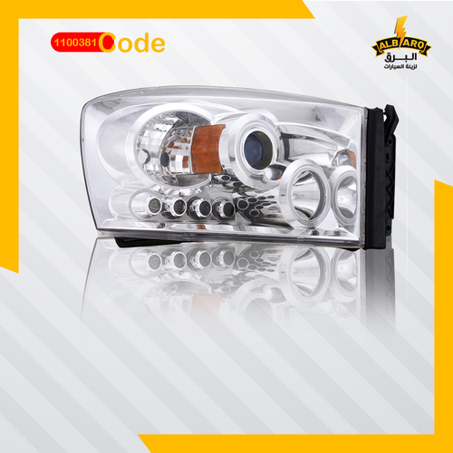 Al Barq for Car Accessories  - HEAD LAMP CHROME FOR DODGE RAM 2006 WITH LENS - code 1100381 - HEAD
  LAMP CHROME FOR DODGE RAM 2006 WITH LENS (COLORS), AMBER SIGNAL