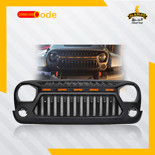 Al Barq for Car Accessories  - FRONT GRILLE FOR JEEP WRANGLER BLACK- code 2500129 - FRONT
  GRILLE FOR JEEP WRANGLER BLACK (RAPTOR LOOK) WITH LED