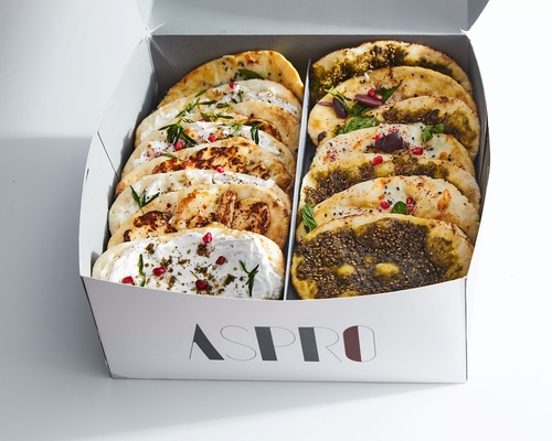Manakeesh Box - Mixed Manakeesh: Cheese Manakeesh, Zaatar Manakeesh,&nbsp;Labna Manakeesh&nbsp;with Fresh Vegetables