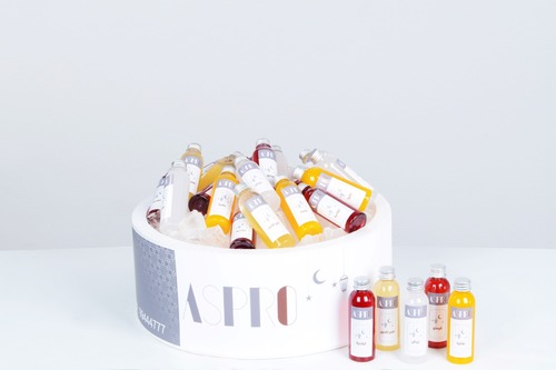 Ramadan Cooler Box - 25 shots ( each 70 ML) of multiple choices of all flavors Apricot, Hibiscus, Mango, Almond and Vimto.