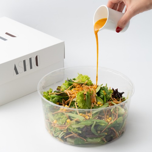 Grilled corn salad - Mix salad with grilled corn, cucumber, crispy tortilla, and maple sriracha sauce.