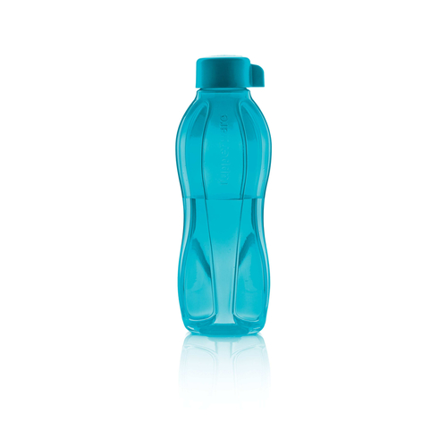 Eco 750 ML Water Bottle | Peacock Blue - Say Goodbye to disposable water bottles!  You can make a small change with a big impact by using the Eco Bottles. The tapered, contoured shape of our eco-friendly water bottle fits easily in your hand. These reusable, dishwasher safe water bottles are the perfect size to fit in any bag or purse and with their easy open cap drinking is easy. Just grab and go to stay hydrated wherever you go!BenefitsMade with renewable or circular material: Our sustainably-sourced bottles are made of the first food-safe sustainable materials coming from mixed plastic waste or renewable sources. Environmentally friendly: Think of how many plastic disposable bottles that are thrown away every day! You can help reduce that number simply by using an ECO Bottle! Staying hydrated just got easier! The Eco Bottle is lightweight, leak proof and small enough to tuck in a tote bag or backpack, or carry in your hand by a handle or strap, so you can take it with you wherever and however you travel... by car, train, foot or bike! ​ Easy drinking and hygienic covered spout: Flip cap design allows for easy opening and smooth flow when drinking. Can stand the test of time: Made from extremely durable material, your long-lasting Eco Bottle can be used over and over again without worry of breakage!Tips: Thanks to its shape, it fits in the fridge door and its Easy Drink Cap makes it easy to drink from while walking, playing sports or enjoying any outdoor activity. See-through design allows you to view its contents. Its ergonomic design allows you to easily grip and hold it securely while pouring. The Easy Drink Cap's small opening safely regulates the flow of the fluid, making it more comfortable to drink from. ;There is also a ring on the Cap, allowing you to add a strap for easy carrying.Leak proof cap prevents spills Easy to clean Fits in most car and bicycle cup and bottle holders Features a large tab for easy opening and closing Tapered, contoured shape fits easily in your handWashingIt is recommended to wash your Eco Bottle daily. The Eco Bottle is dishwasher-safe, it is also hand-washable using a bottle brush, warm water and a little dishwashing liquid. The Easy Drink Cap is dishwasher-safe. Just place it in the open position on top rack. If you detect unpleasant smells coming from drinks stored in the bottle:Fill the bottle with warm water and a few drops of dishwashing liquid. Let it stand for half an hour. Rinse several times.Allow the bottle to dry, open when not in use. Liquids with spices, tomato or carrots can cause staining; this will not affect the performance of the product.UsageBe sure to fill the Eco Bottle with cold or room-temperature drinks only. Not freezer safe. Not safe for use in the microwave. Eco Bottles are not suitable for use with hot or carbonated beverages or with carbonating devices.