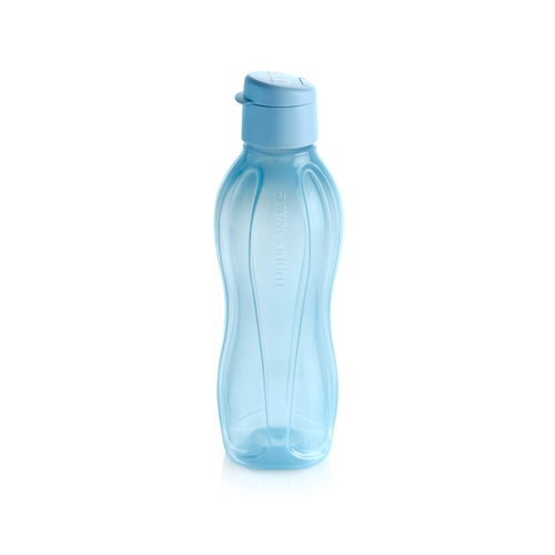 Eco 750 ML Water Bottle | Dolphin Blue - Say Goodbye to disposable water bottles!  You can make a small change with a big impact by using the Eco Bottles. The tapered, contoured shape of our eco-friendly water bottle fits easily in your hand. These reusable, dishwasher safe water bottles are the perfect size to fit in any bag or purse and with their easy open cap drinking is easy. Just grab and go to stay hydrated wherever you go!BenefitsMade with renewable or circular material: Our sustainably-sourced bottles are made of the first food-safe sustainable materials coming from mixed plastic waste or renewable sources. Environmentally friendly: Think of how many plastic disposable bottles that are thrown away every day! You can help reduce that number simply by using an ECO Bottle! Staying hydrated just got easier! The Eco Bottle is lightweight, leak proof and small enough to tuck in a tote bag or backpack, or carry in your hand by a handle or strap, so you can take it with you wherever and however you travel... by car, train, foot or bike! ​ Easy drinking and hygienic covered spout: Flip cap design allows for easy opening and smooth flow when drinking. Can stand the test of time: Made from extremely durable material, your long-lasting Eco Bottle can be used over and over again without worry of breakage!Tips: Thanks to its shape, it fits in the fridge door and its Easy Drink Cap makes it easy to drink from while walking, playing sports or enjoying any outdoor activity. See-through design allows you to view its contents. Its ergonomic design allows you to easily grip and hold it securely while pouring. The Easy Drink Cap's small opening safely regulates the flow of the fluid, making it more comfortable to drink from. ;There is also a ring on the Cap, allowing you to add a strap for easy carrying.Leak proof cap prevents spills Easy to clean Fits in most car and bicycle cup and bottle holders Features a large tab for easy opening and closing Tapered, contoured shape fits easily in your handWashingIt is recommended to wash your Eco Bottle daily. The Eco Bottle is dishwasher-safe, it is also hand-washable using a bottle brush, warm water and a little dishwashing liquid. The Easy Drink Cap is dishwasher-safe. Just place it in the open position on top rack. If you detect unpleasant smells coming from drinks stored in the bottle:Fill the bottle with warm water and a few drops of dishwashing liquid. Let it stand for half an hour. Rinse several times.Allow the bottle to dry, open when not in use. Liquids with spices, tomato or carrots can cause staining; this will not affect the performance of the product.UsageBe sure to fill the Eco Bottle with cold or room-temperature drinks only. Not freezer safe. Not safe for use in the microwave. Eco Bottles are not suitable for use with hot or carbonated beverages or with carbonating devices.