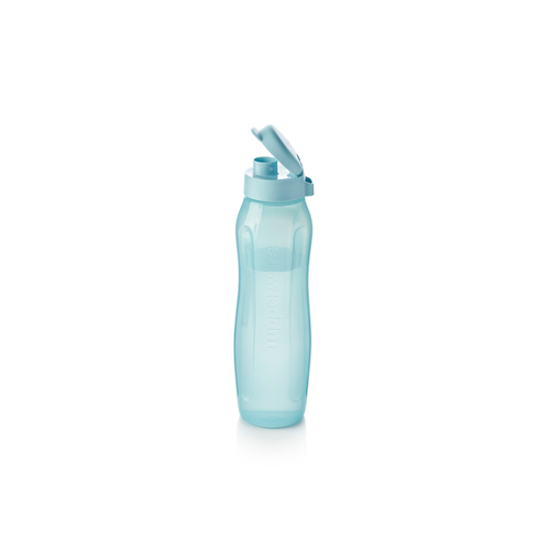 Eco 1000 ML Water Bottle | Dolphin Blue - Say Goodbye to disposable water bottles!  You can make a small change with a big impact by using the Eco Bottles. The tapered, contoured shape of our eco-friendly water bottle fits easily in your hand. These reusable, dishwasher safe water bottles are the perfect size to fit in any bag or purse and with their easy open cap drinking is easy. Just grab and go to stay hydrated wherever you go!BenefitsMade with renewable or circular material: Our sustainably-sourced bottles are made of the first food-safe sustainable materials coming from mixed plastic waste or renewable sources. Environmentally friendly: Think of how many plastic disposable bottles that are thrown away every day! You can help reduce that number simply by using an ECO Bottle! Staying hydrated just got easier! The Eco Bottle is lightweight, leak proof and small enough to tuck in a tote bag or backpack, or carry in your hand by a handle or strap, so you can take it with you wherever and however you travel... by car, train, foot or bike! ​ Easy drinking and hygienic covered spout: Flip cap design allows for easy opening and smooth flow when drinking. Can stand the test of time: Made from extremely durable material, your long-lasting Eco Bottle can be used over and over again without worry of breakage! Great for on-the-go or at home! The 1L capacity is the perfect size for staying hydrated while on the move or for serving water at the dinner table.Tips: Thanks to its shape, it fits in the fridge door and its Easy Drink Cap makes it easy to drink from while walking, playing sports or enjoying any outdoor activity. See-through design allows you to view its contents. Its ergonomic design allows you to easily grip and hold it securely while pouring. The Easy Drink Cap's small opening safely regulates the flow of the fluid, making it more comfortable to drink from. ;There is also a ring on the Cap, allowing you to add a strap for easy carrying.Leak proof cap prevents spills Easy to clean Fits in most car and bicycle cup and bottle holders Features a large tab for easy opening and closing Tapered, contoured shape fits easily in your handWashingIt is recommended to wash your Eco Bottle daily. The Eco Bottle is dishwasher-safe, it is also hand-washable using a bottle brush, warm water and a little dishwashing liquid. The Easy Drink Cap is dishwasher-safe. Just place it in the open position on top rack. If you detect unpleasant smells coming from drinks stored in the bottle:Fill the bottle with warm water and a few drops of dishwashing liquid. Let it stand for half an hour. Rinse several times.Allow the bottle to dry, open when not in use. Liquids with spices, tomato or carrots can cause staining; this will not affect the performance of the product.UsageBe sure to fill the Eco Bottle with cold or room-temperature drinks only. Not freezer safe. Not safe for use in the microwave. Eco Bottles are not suitable for use with hot or carbonated beverages or with carbonating devices.