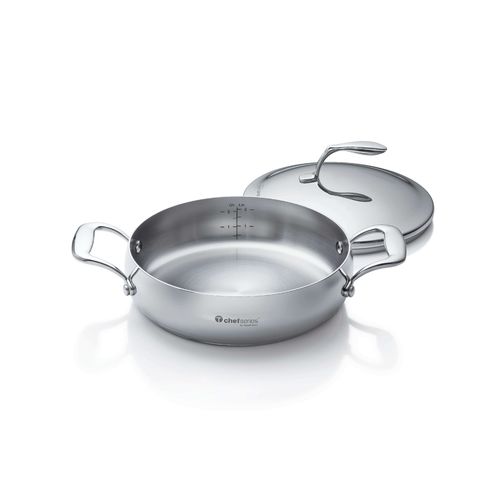 Saute Pot with Lid | 2.8 L | Chef Series - This cookware works on all cooking surfaces (gas, electric, ceramic and induction).Care:   Metal Cover: Handwash (Not Dishwasher Safe) Saute Pot: Handwash (Not Dishwasher Safe) Safe for use in oven and stovetop (check maximum temperature ratings) Do not use sharp or metal utensilsSpecifications:   Material: Stainless Steel (Made from durable stainless steel for long-lasting use). Dimensions: 24 CM X 16 CM Height Temperature Ratings: max Temp. 232 °C / 450 °F Use & Care:  While cooking, avoid sharp or metal utensils. Over time, metal will scratch your non-stick coating. Instead, use our Kitchen Tools or Silicone Spatulas. When it's time to clean, use a Tupperware Microfiber Kitchen Towel or non-metallic sponge or brush. For tough stains, create a paste of equal parts baking soda and water to gently scrub the pan. Always hand-wash to preserve the life of the cookware. For best results, the diameter of the base of the cookware should correspond to the diameter of the stovetop burner in use.