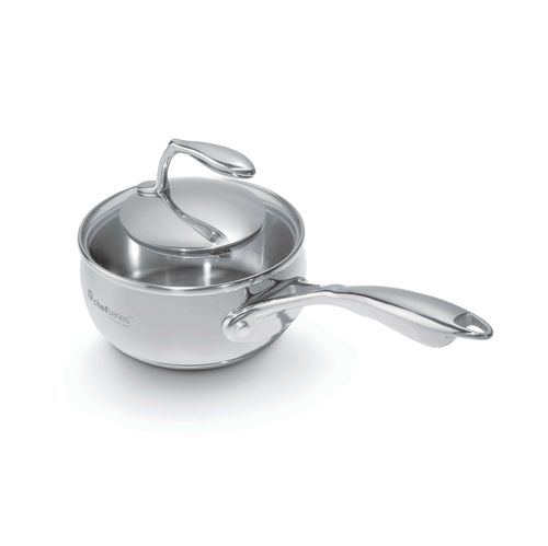 Sauce Pan with Lid | 2.8 L | Chef Series - This cookware works on all cooking surfaces (gas, electric, ceramic and induction).Care:   Glass Cover: Dishwasher Safe Sauce Pan: Handwash (Not Dishwasher Safe) Safe for use in oven and stovetop (check maximum temperature ratings) Do not use sharp or metal utensilsSpecifications:   Material: Stainless Steel (Made from durable stainless steel for long-lasting use). Dimensions: 24 CM X 16 CM Height Temperature Ratings: Sauce pan: max Temp. 232 °C / 450 °F  Glass Cover: max Temp. 177 °C / 350 °F Use & Care:  While cooking, avoid sharp or metal utensils. Over time, metal will scratch your non-stick coating. Instead, use our Kitchen Tools or Silicone Spatulas. When it's time to clean, use a Tupperware Microfiber Kitchen Towel or non-metallic sponge or brush. For tough stains, create a paste of equal parts baking soda and water to gently scrub the pan. Always hand-wash to preserve the life of the cookware. For best results, the diameter of the base of the cookware should correspond to the diameter of the stovetop burner in use.