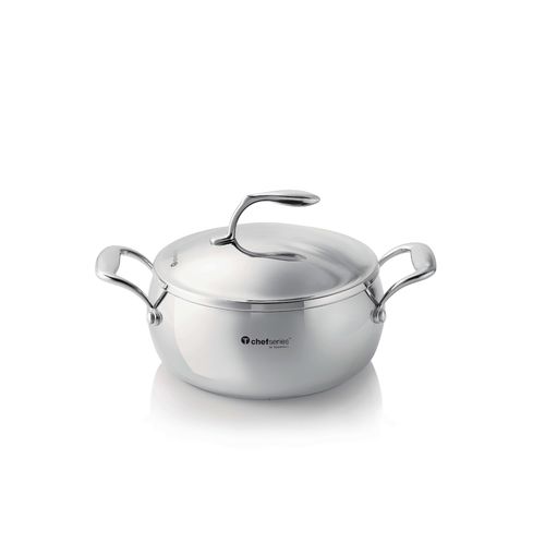 Casserole Pot with Lid | 3.8 L | Chef Series - This cookware works on all cooking surfaces (gas, electric, ceramic and induction).Care:   Metal Cover: Handwash (Not Dishwasher Safe) Casserole Pot: Handwash (Not Dishwasher Safe) Safe for use in oven and stovetop (check maximum temperature ratings) Do not use sharp or metal utensilsSpecifications:   Material: Stainless Steel (Made from durable stainless steel for long-lasting use). Dimensions: 22 CM X 19 CM Height Temperature Ratings: max Temp. 232 °C / 450 °F Use & Care:  While cooking, avoid sharp or metal utensils. Over time, metal will scratch your non-stick coating. Instead, use our Kitchen Tools or Silicone Spatulas. When it's time to clean, use a Tupperware Microfiber Kitchen Towel or non-metallic sponge or brush. For tough stains, create a paste of equal parts baking soda and water to gently scrub the pan. Always hand-wash to preserve the life of the cookware. For best results, the diameter of the base of the cookware should correspond to the diameter of the stovetop burner in use.