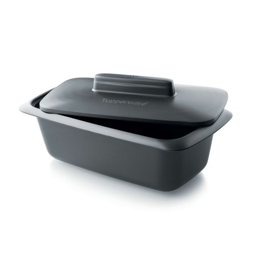 Ultra Pro 1.8 L Loaf Pan with Cover - Modular Design: The UltraPro cookware comprises two separate pieces—a base and a lid—offering versatile cooking options. Stackable Configuration: Designed for efficient storage, the cookware pieces are stackable, saving space in your kitchen cabinets.
 Part of a Stackable Series: This cookware is part of a series that interlocks with other pieces, facilitating organized storage solutions.Our unique UltraPro all-in-one material is not only safe for the oven but is also microwave, fridge, and freezer safe. 
 Rounded corners in the base and the domed cover optimize heat distribution and reduce hot spots that can result in overcooking. Steam release vents on the sides of the base and cover help prevent steam build-up and regulate humidity to brown your food nicely while retaining optimal moisture. The non-stick surface makes healthy foods easier, and a wide rim offers a secure grip when moving the pan.Specifications:  Material: Liquid Crystal Polymer(LCP)Dimensions: 
Base & Cover:  W 15.5 x H 12 x L 28.2Temperature Rating: Min -25°C / -13°F - Max 250°C / 485°FBenefits:All in one solution: for everyday cooking (oven and microwave), storing (fridge or freezer) and serving; unique, high-end, lightweight material, resisting from -13°F/-25°C to 482°F/250°C​ Instructions for use are engraved inside the cover and in the bottom of the base. Convenient storage: The base and the cover are perfectly nestable. Built for daily use: will not rust or dent like metal pans or crumble like glass or ceramicTips: UltraPro products can be used in steam ovens. Prepare and freeze foods in advance. Defrost and re-heat in the microwave for a ready-made meal – all in the same container.  Wipe the base and cover carefully before using to remove any residue or spots. Should fat burn on the UltraPro while cooking at high temperatures, leaving brown patches, soak the UltraPro in 4 tablespoons of dishwasher detergent diluted in 5 L of hot water for at least 2 hours.​