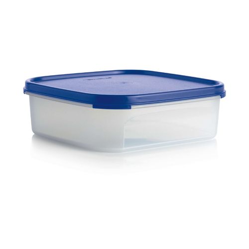 Square 1 | 1.2 L | Lacquer Blue | Modular Mates® Series - Our Modular Mates® Square storage containers will keep your pantry squared away!
 The Square is specially designed to optimize storage in cabinets and drawers. It works like building blocks with additional Modular Mates® containers to fit your space. 
 The airtight, moisture-proof, and bug-proof seal keeps food fresh and safe for longer. Its large opening allows for easy filling and scooping of the contents with no mess. 
 This container is ideal for storing staples like sugar, corn starch, powdered milk, nuts, popcorn kernels, dried fruits, quinoa, tea bags, and much more.
Specifications: Capacity: 1.2 L (5 Cups)
 Dimensions: W 19 x H 6 x L 19 cm
 Color: Lacquer Blue (seal)
 Benefits:Freshness seal: airtight, moisture proof, and insect proof to protect food; retains crunch of crunchy foods and softness of soft foods Modular system: designed for easy stacking and named by height; for example, two Square 1 = one Square 2, and one Square 1 + one Square 3 = one Square 4; same length for stacking with Modular Mates® Oval storage; same width as Rectangular's. Translucent container: contents visible at a glance, no more guessing or rummaging; smooth window for adding labels if needed; lightly textured sides for better grip; BPA-free. Wide opening: accommodates a variety of items; allows neat scooping and leveling when measuring ingredients. Say goodbye to chaos! more organized and no more open packages that risk spillages in the drawers/cupboards. Use & Care:Wash before first use. Dishwasher safe Not freezer safe Not safe for use in microwave Can be recycledTips: Wash between refills of oil-containing foods such as chips, cookies, nuts, seeds, etc.
 Two Ovals fit side by side atop one Square.
 Not only for food, Modular Mates® can also organize medicines, hobby supplies, pet items, and more.Stores up to:
 ± 450 g​ | 1 lb cornstarch​
 ± 1 kg​ | 2 lb brown sugar​
 ± 500 g​ | 16 oz | 1 lb nuts (pecans/walnuts)​
 ± 390 g​ | 14 oz dried coconut shreds​
 ± 1 kg​ | 2 lb popcorn kernels
 ± 850 g | 30 oz | 1.9 lb lentils 
 ± 280 g​ | 10-oz bag mini marshmallows
 ± 800 g​ | 28 oz | 1.8 lb quinoa​