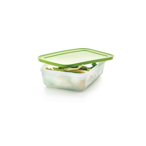 1 L Medium Low | Freezer Mates® - Our No. 1 freezing containers will save you time and energy. Thanks to their design, they freeze faster and their material enables easy unmolding when frozen. Their shape makes them nestable when empty and they take up very little space when stored in the pantry. To top it off, they feature unique stain control technology!Exclusive to Tupperware, our specially designed freezer storage containers feature a square/round shape to help you save space in your freezer, and a more flexible material to unmold frozen items with ease. All our plastic freezer containers feature our innovative stain guard to help prevent staining from soups, stews, sauces and so much more. You'll marvel at how neatly the modular stain guard containers stack to help keep your freezer shelves organized and clutter-free. When not in use, nest the freezer storage containers to save room in your storage drawers. With so many different sizes to choose from, you'll always find the perfect container to meet your freezer storage needs! The Medium Low container is perfect for (but not limited to):Freezing your favorite cuts of meat and fish such as steak, chicken breast or fish filets. Small, ready-bake pastries like proportioned cookie dough! Freezing homemade ice cream! It's the perfect size container for scooping ice cream.  Longer fruits and vegetables such as asparagus, carrots or bananas.Design features:Save space in your freezer thanks to the stacking features on the feet and inside rim on the top of the seal. Neatly organize your freezer thanks to the modularity of the containers! Cool etched snowflake design not only lets you know it’s safe to put in the freezer, but it also makes it easier to grip when wet with condensation. Seal protects the contents from the dry air and prevents spillage and odors from other foods seeping in, so your food stays as fresh as possible. Food freezes quickly because the curve at the bottom of the container allows the cool air to circulate more evenly. Unmold your frozen items with ease thanks to the flexible material, rounded corners and glossy interior. Maximum fill line inside the container ensures your food has enough space to expand during the freezing process. Color Control coating helps to prevent staining from ingredients such as tomato sauce, carrots, turmeric, etc. Freezer containers nest together to save space in your cupboard or drawer when not in use.Specifications: Dimensions: W 15.7 x H 6.2 x L 22.6 cm
 Volume: 1 L
 Temperature: -25°C
Use & Care:When dishwashing, make sure to place the seal on the top rack and the base should be placed loosely in the dishwasher with no pointed or sharp items pushing against them. This will prevent deformation. Rinse out thoroughly before placing in the dishwasher. Residue from color-rich foods like tomato sauce can stain the outside of the container as the Color Control is only on the inside of the base. To optimize storage space in your cupboards, nest the containers by placing taller containers into flatter containers. For bases of the same height, place the small containers into the wider containers.Tips & Life Hacks: Why FreezeKeep food fresh longer. Freezing slows down the chemical and microbiological processes that cause foods to spoil and lose nutrients.​ Save money. Buying in bulk is cheaper than buying in smaller quantities. But storing those extra portions can leave your freezer crowded and messy. Freezer Mates® are perfect for storing extra fish, fruits and vegetables with ease.​ Save time during your busy work week with batch cooking. Cooking large quantities of stews and other meals over the weekend saves time during the week. If you don't like eating the same meal several days in a row, freeze and store your food for later.How to store frozen food:Only freeze clean, fresh food.​ When freezing cooked food, allow to fully cool before placing into the freezer.​ Fill containers to max fill line to allow space for expansion during the freezing process.​ For larger quantities, portion food into separate containers beforehand. This will speed up the freezing time and when it's time to eat, you will have the exact amount you want to use.​ Locate the freezer’s coldest zone/drawer (read the appliance leaflet) and place the specific food in that zone for faster freezing. The secret behind excellent results with vegetables is to blanch them in boiling water for 1 to 2 minutes. After boiling, cool the vegetables quickly in ice water before freezing. This process blocks enzymes that can deteriorate vegetables and will kill most of the microorganisms that can be present.​ Always label food containers so you can easily identify what's in your freezer.​How to thaw food after freezing:Thaw food in the fridge overnight or in the microwave on low power/wattage. Always transfer food to a microwave-safe container. ​ Do not thaw at room temperature; this can promote growth of harmful microorganisms.​ Never re-freeze thawed food.​ Once food is thawed, be sure to eat it within the recommended timeframe.