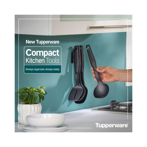 Compact Kitchen Set (4 PCS) - Compact cooking utensils with a wall holder.