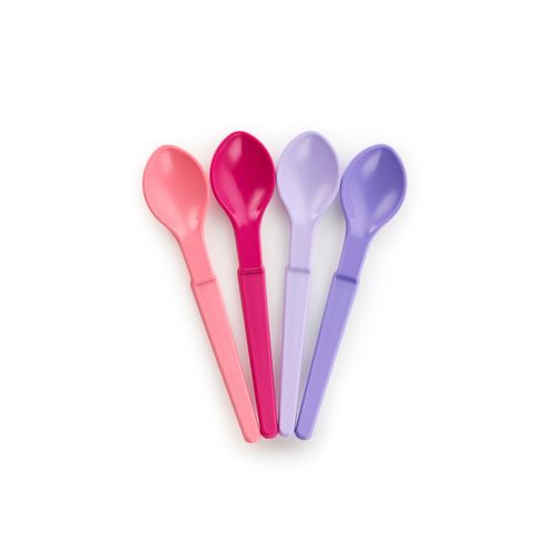 Hang On Spoon (4 PCS) - With a Z-shaped angle, there's always a place to put these spoons. The spoon handle stays clean and ready to use, and is designed to hang on the side of the bowl or glass. Fine textured handle for a good grip with the fingers and smooth edges ideal and safe for feeding a baby, or for children who are learning to feed themselves.