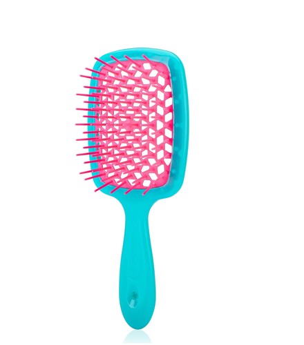 كوافير 17 - برش - Super Brush - Hollow Comb Color: Turquoise&Pink