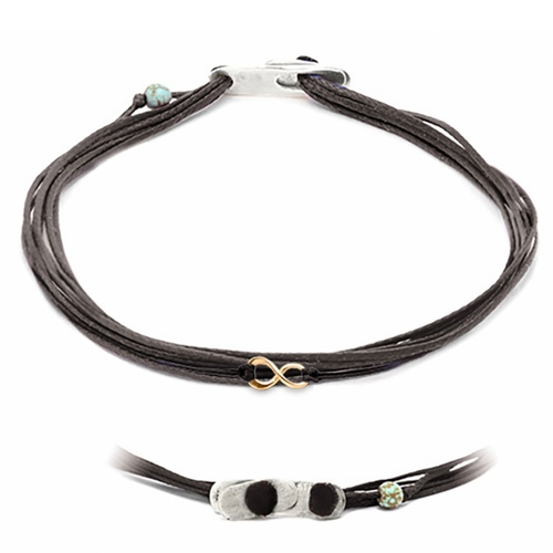 آ ڤي - أبرياتي رمادي غامق - Apriati 7 Cords Bracelet Dark Gray, Silver, Infinity Pink Gold