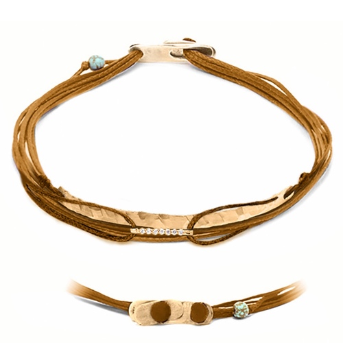 أسوار أبرياتي بني - Apriati 7 Cords Bracelet Custom MadeMocha, Pink Gold, Small Train Pink Gold, Plaque Pink Gold