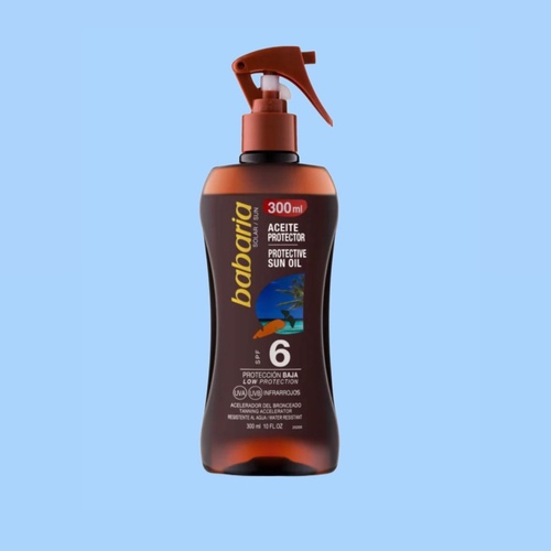 Tanning Oil SPF6 - Tanning oil SPF6. Moisturising. Water resistant.Directions for useApply evenly before sun exposure. To maintain protection, frequently reapply the product, especially after sweating, bathing or drying.Ingredients:Paraffinum Liquidum, C12-15 Alkyl Benzoate, Octocrylene, Butyl Methoxydibenzoylmethane, Beta-Carotene, Daucus Carota Sativa Seed Oil (Carrot), Artemia Extract, Daucus Carota Sativa Root Extract (Carrot), Helianthus Annuus Seed Oil (Sunflower), Parfum (Fragrance), Sorbitan Oleate, Ascorbyl Palmitate, Glycerin, Aqua, Limonene*The current ingredients reflect the current production. Ingredients are subject to change, and those listed on the packaging are considered valid in each case.