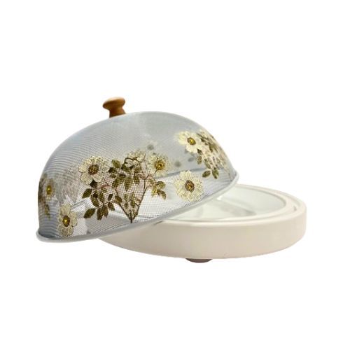 Crystal inlaid food cover L251 - The product consists of 3 pieces, a wooden base, a plate, and a crystal encrusted food cover  Diameter: 37 cm
Height: 17 cm