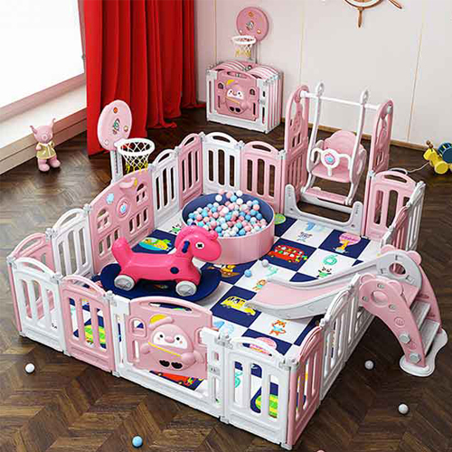 مونكيز - حباسة الاطفال - Baby Playpen Plastic Fences For Kids 
 Size:215 x260 CM 
 Age: 2Years+ 
 Without Music