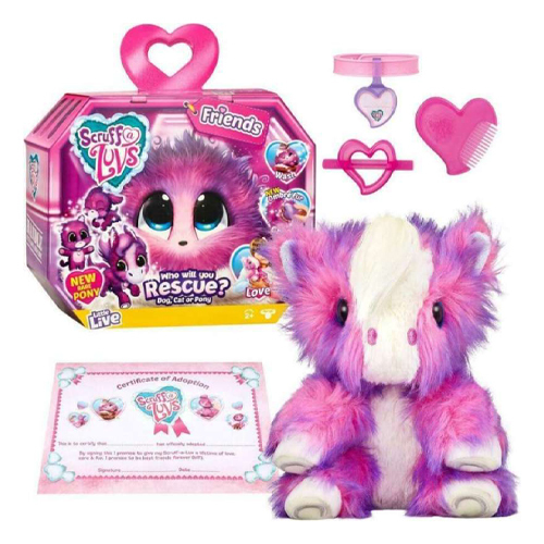 Plush Toy-aj-010 - Scruff-A-Loves-Friends Plush . It will be a scarf friend that you will save will be a puppy, a cat or a pony . Wash, dry and pat dry to reveal her true beauty. Magically transforms from smooth texture to delicate . Age : +3 years